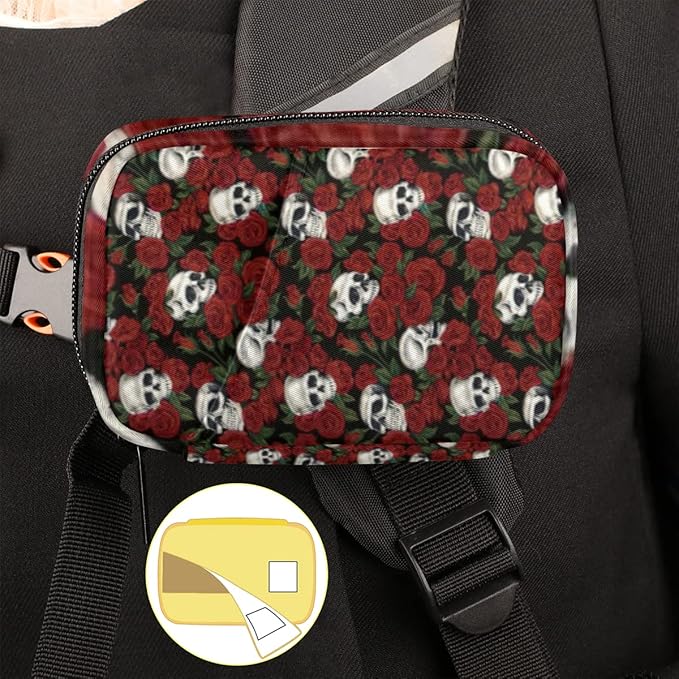 Skull Red Rose Pill Case Weekly Medicine Organizer with Travel Bag Seven-Day Pill Box Vitamin Supplement Box Fish Oil Pills Holder