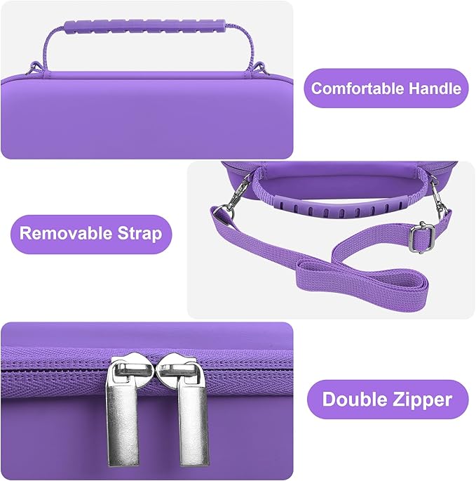 Canboc Carrying Case for Asthma Inhaler, Handheld Spacer for Adults, Mask, Inhaler Spacer Bag with Removable Shoulder Strap, Mesh Pocket fit Medicine or Essentials, Purple (Case Only)