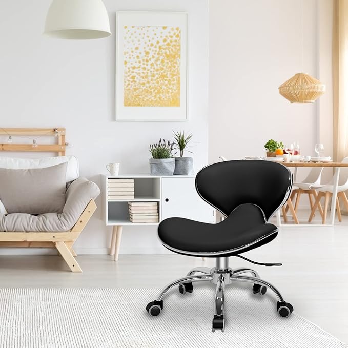 Pedicure Chair for Nail Tech,Adjustable Height, Hourglass Type Ergonomic Back Support Rolling Swivel Stool,Perfect for Massage and Salon Office Facial Spa Medical Tatoo