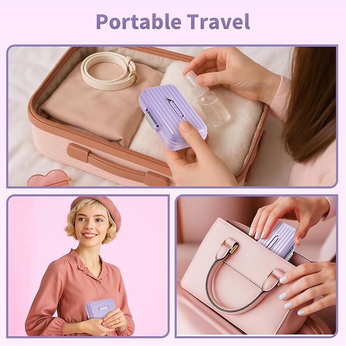 Daviky Travel Pill Organizer,Large 7-Compartment Pill Box for Vitamins & Medications, Compact Medicine Case for Pocket or Purse(Purple)