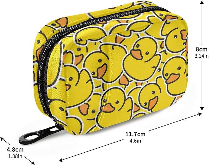 Pill Box Yellow Duck Cartoon 7 Day Pill Case Travel Pill Organizer Bag with Zipper Portable Weekly Vitamin Medicine Supplement Holder Pouch Bag