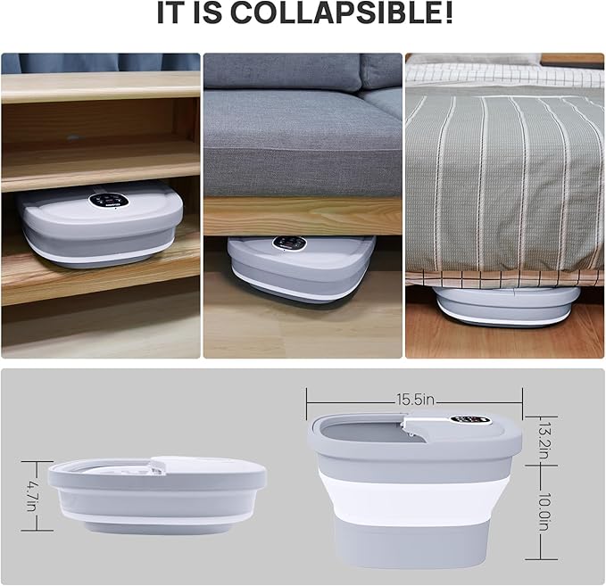HOSPAN Collapsible Foot Spa Electric Rotary Massage, Foot Bath with Heat, Bubble, Remote, and 24 Motorized Shiatsu Massage Balls. Pedicure Foot Spa for Feet Stress Relief