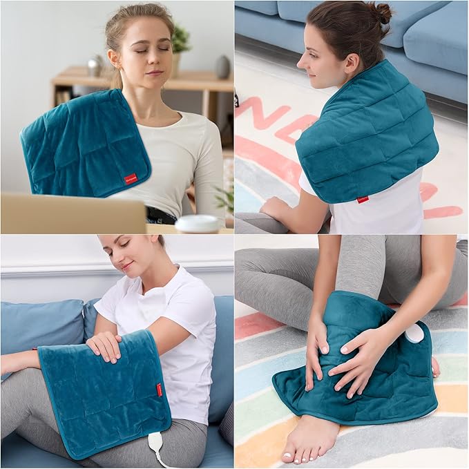 Comfytemp Weighted Heating Pad for Back & Period, FSA Eligible Electric Heat Pad, Birthday Gifts for Women Men Mom Dad & Mother Day Gift, 2.2 lb HSA Neck Shoulder Heated Pad, 2H Auto-Off, 12x24