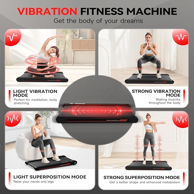Sperax Walking Treadmill Pad with APP, 3 in 1 Under Desk Treadmill, 400W Low Noise Walking Vibration Pad with Remote Control,Portable Treadmills for Home Office