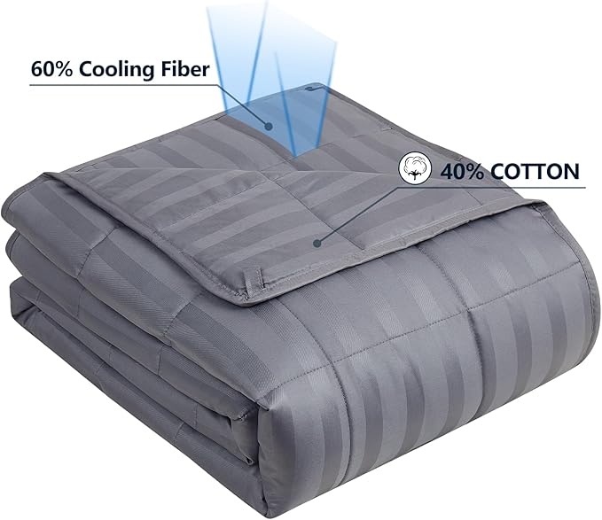 Weighted Blanket Twin Size (48"x72" 20lbs),Ultra Soft and Cozy Cooling Weighted Blanket Twin Size for Adult,Heavy Blanket with Machine Washable Soft Blanket, Stripe Grey