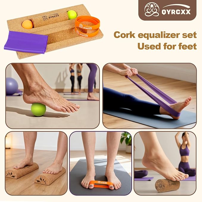 14in Extra Long Cork Balance Board - Foot Balance Cork, Foot Strengthener & Balance Kit for Plantar Fasciitis Recovery - Enhance Ankle Strength & Stability, Supports 440+ Lbs ﻿
