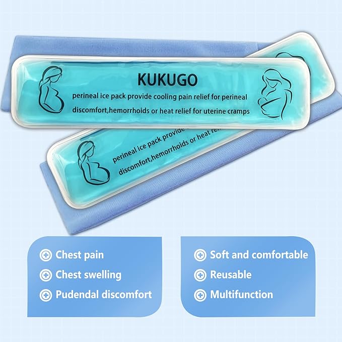 Perineal Ice Packs, Perineal Cooling Pads, Hemorrhoid and Perineal Ice Packs, Postpartum and Hemorrhoid Pain Relief, Hot & Cold Packs for Women After Pregnancy and Delivery, 2 Ice Pack and 2 Cover