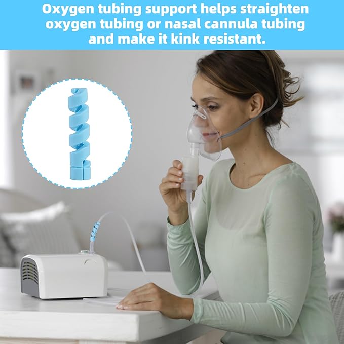 10 Pack Oxygen Tube Support Crimp Straightener for Portable Oxygen Concentrator, Oxygen Tubing Support for Oxygen Tank Oxygen Hose Nasal Cannula Oxygen Accessories (Blue)