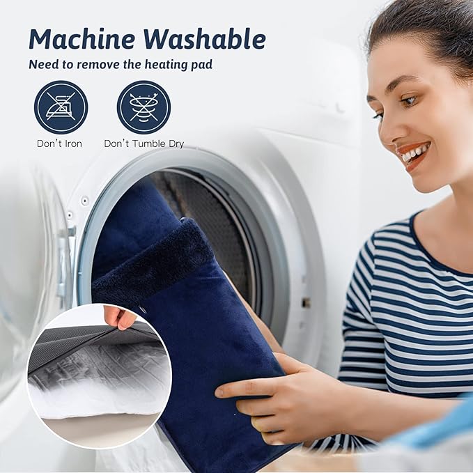 Double Sided Electric Foot Warmer with LCD Display & Machine Washable, Electric Feet Heating Pad with Non-Slip for Under Desk,Bed,Office,Home,Blue,20''*20''