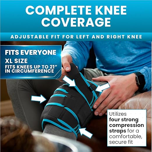 Vive Knee Ice Pack Wrap - Cold/Hot Gel Compression Brace - Heat Support Strap for Arthritis Pain, Tendonitis, ACL, Athletic Injury, Osteoarthritis, Women, Men, Running, Meniscus and Patella Surgery