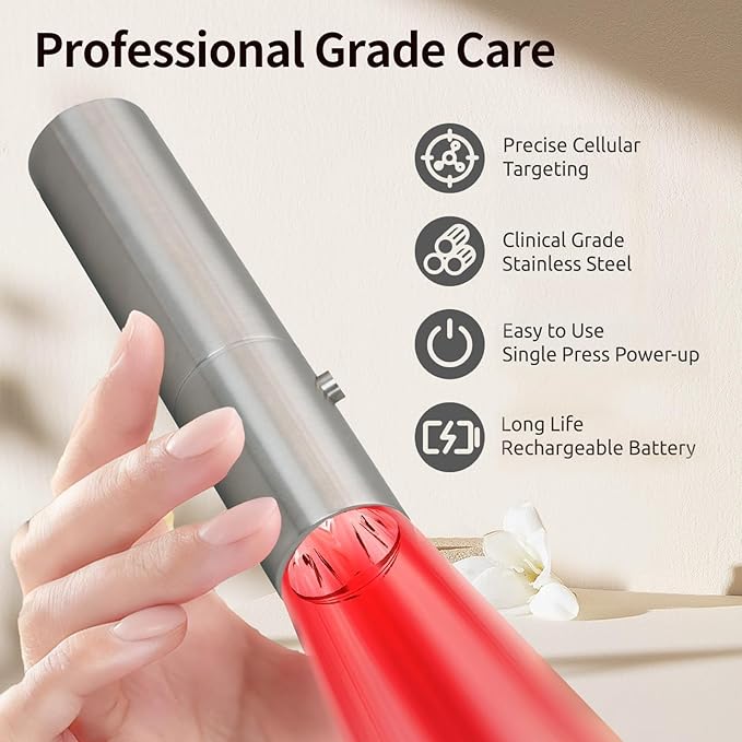 Infrared & Red Light Therapy Torch for Body, Joints, Muscles Pain Relief, Portable Red Light Therapy Wand at Home, 3 LEDs of 630nm, 660nm, 850nm