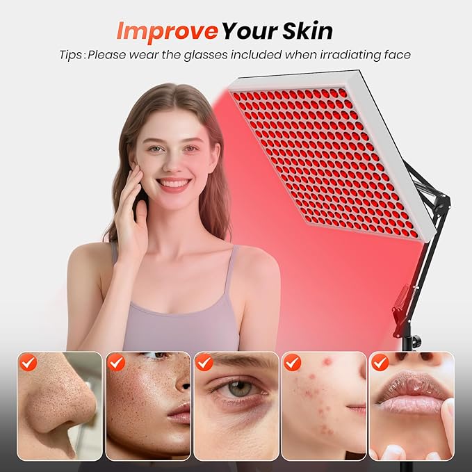 Red Light Therapy for Body Face, Infrared Light Therapy with Adjustable Stand, 660nm Red Lights & 850nm Near Infrared Light Therapy Lamp Device with Large Panel for Body at Home,Idea Gift for Mom Wife