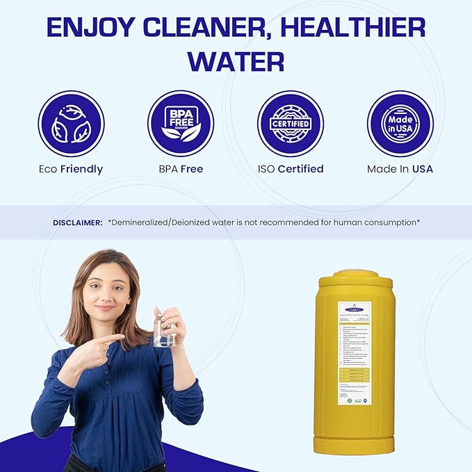 Crystal Quest Demineralizer Filter Cartridge - 4-5/8" x 9-3/4" - Heavy-Duty, Ideal for Lab, Research and Medical Applications for Ultra Pure Water Needs