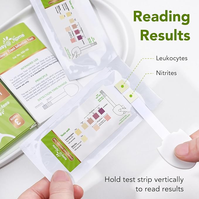 Easy@Home UTI Test Strips - Urinary Tract Infection Test Strip for Women Home UTI Testing Kit Detect Leukocytes and Nitrites Urine Dip Sticks Tailored Handle Design Less Mess (6 Pack) UTI-EZU-102:6