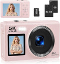 Dual Screen 5K Digital Camera for Vlogging with Fill Light - 80MP, 16X Zoom, WiFi, YouTube/Blogging, Includes 32GB Card & 2 Batteries (X9-Black)