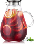 Glass Pitcher, 86oz Glass Water Pitcher with Lid and Handle, Large Borosilicate Hot/Cold Water Jug for Iced Tea, Sangria and Juice Beverage