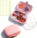 2PCS INVODA Pill Organizer Travel Pill Box 8 Compartments Moisture Proof Small Pill Case for Pocket Purse Daily Pill Container Portable Medicine Fish Oil Vitamin Holder