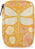 Dragonfly Flower Rose Pill Case Everyday Travel, 7 Day Weekly Medicine Pill Box Compact Portable Pills Bottle Organizer with Zipper for Daily Vitamin Medicine Holder Bottle Organizers Bag