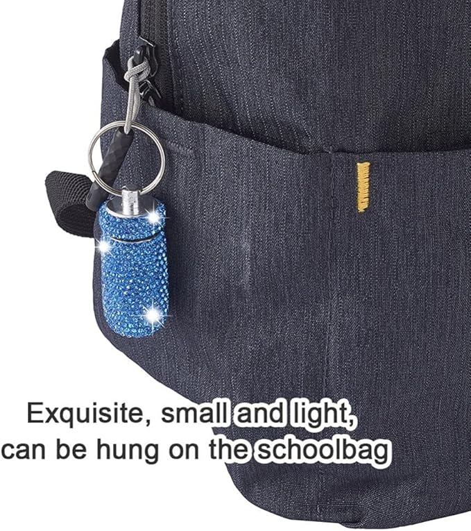 2 Pcs Pill Holder Keychain, Bling Aluminum Medicine Holder Pill Container Mini Size Waterproof and Light Weight Portable Pill Bottle Case (Yellow+Peach)