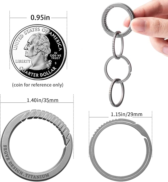 TISUR Portable Pill Cases Titanium Pill Holder+TISUR Carabiner Keychain Ring