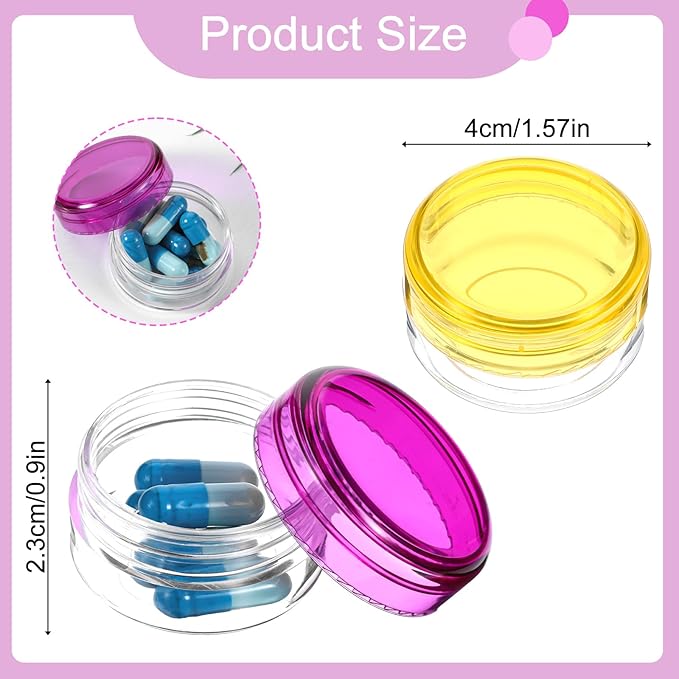 7Pcs Small Pill Case, Portable Mini Travel Pill Container, Compact Daily Storage Boxes Suitable Wallets Pockets Handbags White Blue Purple Black Yellow Red