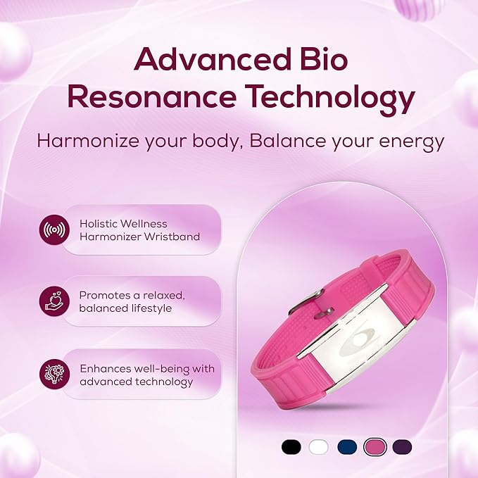 EMF BodyBand Plus+ Bracelet - Holistic Wellness Harmonizer Wristband for Men and Women (Pink)