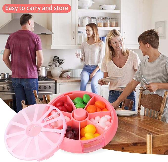 Creative Portable Mini 7 Day Weekly Circular Shape Rotary Cute Fruit Style Pill Storage Case Box (Pomelo)