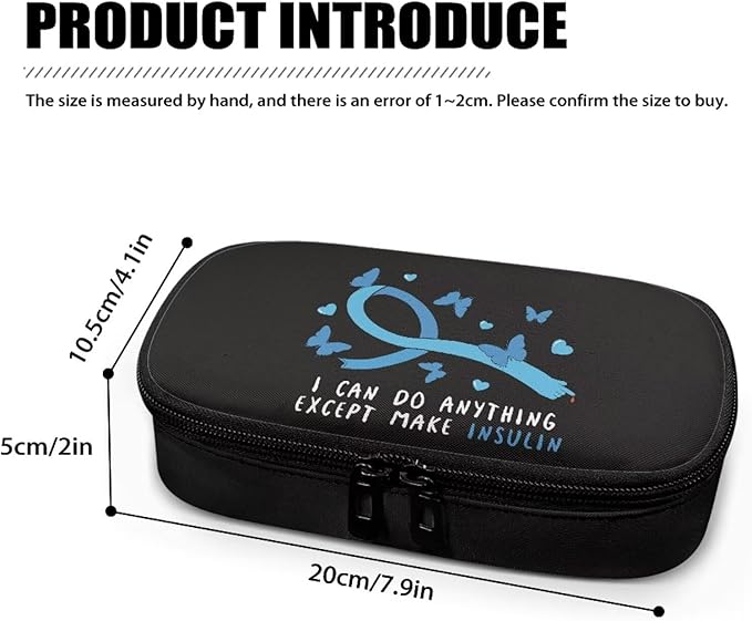 Rnyleeg Blue Ribbon Butterfly Diabetic Bags for Supplies Black Insulin Cooler Travel Case Portable Diabetic Travel Cases for Insulin Pens Diabetes Supply Case with Handle