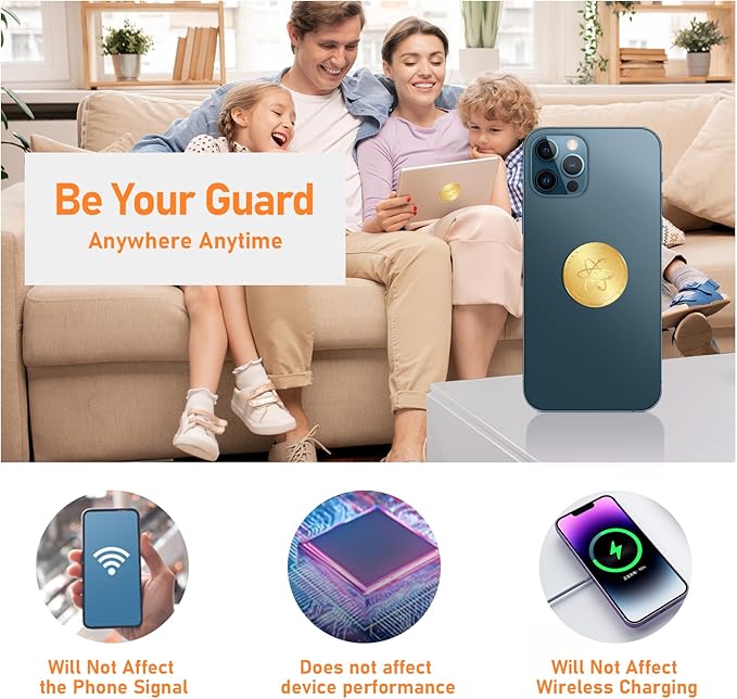 6 Pcs Cell Phone Protection Stickers, Phone Sticker from All Phones/Tablets/Laptops/Computer/WiF-All Devices-Gold
