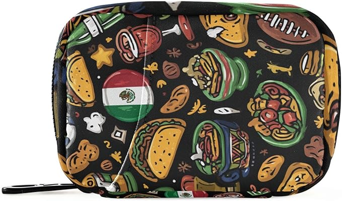 Mexican Soccer Food Travel Pill Organizer Case Box Container Weekly Portable Vitamin Medicine Holder Storage Bag with Zipper Removable