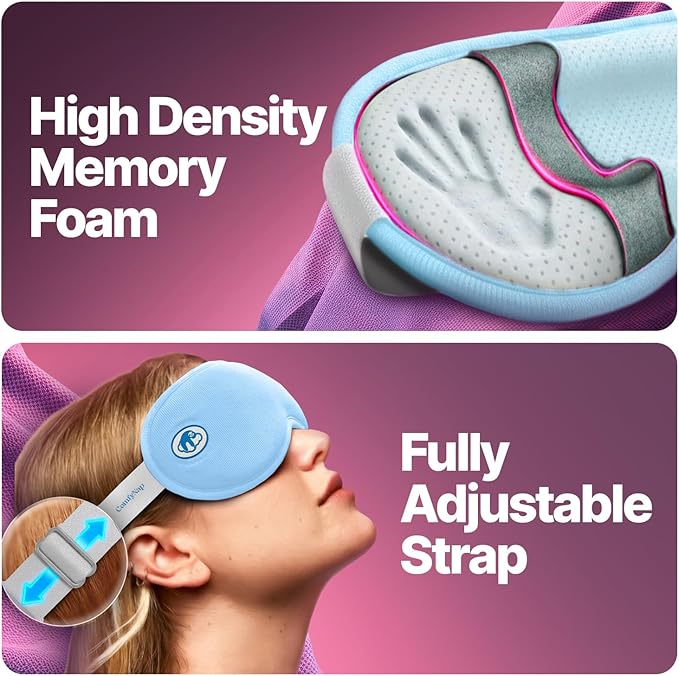 Eye Mask for Sleep with Ultimate Travel Case & Ear Plugs - DeepSpace™ Blackout Sleep Mask for Women Men, Side Sleeper Adjustable Eye Cover, Zero Eye Pressure, Memory Foam Eye Mask for Travel