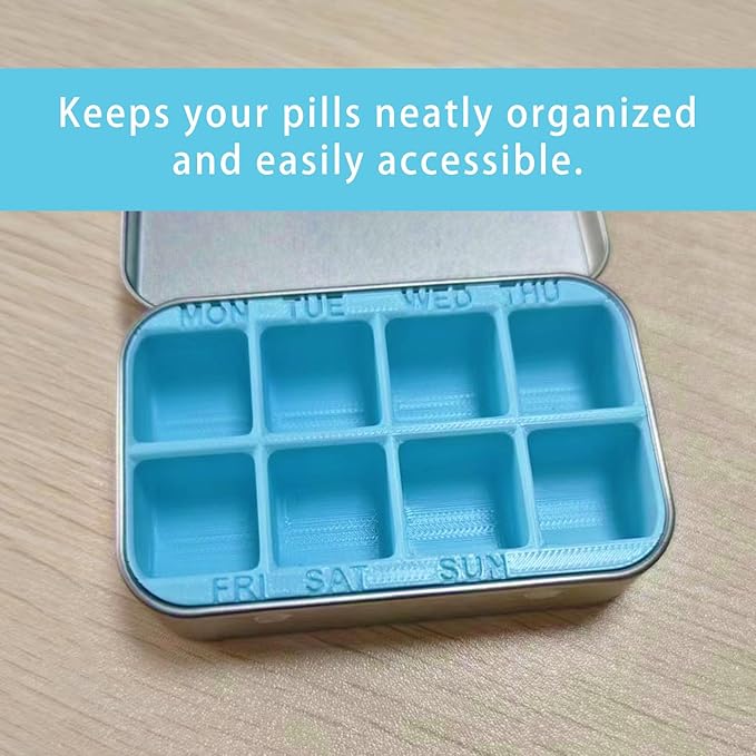 PIAOLGYI Insert for Altoid Tin,7 Day Weekly Pill Organizer,Organizer Insert Tin Pill Storage Insert for Altoid(Blue)