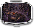 Metal 2 Compartment Pill Organizer Travel Friendly Portable Compact Pill Box Cute Pill Case,for Pocket Wallets Daily Portable Medicine Vitamin Tablet Storage (Dark-Colored Toad)
