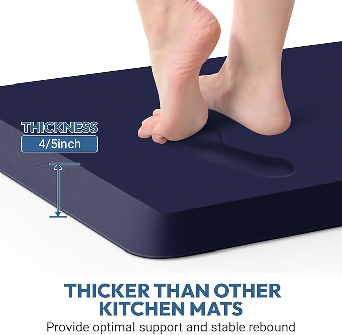 4/5 Inch Thick Kitchen Mat - Cushioned Anti Fatigue Mats for Kitchen Floor - Easy to Clean, Waterproof, Non-Slip Kitchen Rug for Sink, Office, Kitchen (22''x72'' Blue)