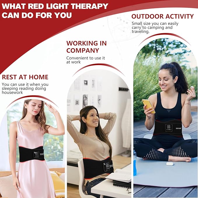 Cordless Red Light Therapy Belt for Back Pain Relief Infrared Light Therapy Portable Wrap for Waist Body Lower Back Shoulder Thigh