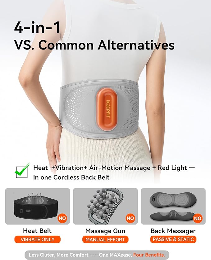 Back Massager for Pain Relief Deep Tissue with Heat & Air Compression, [2026 Upgraded] Portable Cordless Heating Pad with Vibration & AirInflate Lumbar Support, MAXwarm 5.0, Gift Men Women