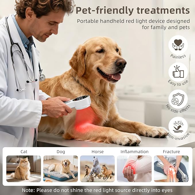 Handheld Red Light Therapy Device – Near Infrared Wand for Face & Body with 5 Modes and 21 LEDs, Portable Red Light Therapy for Knee, Shoulder, Back, Joint and Muscle Pain Relief, for Pets