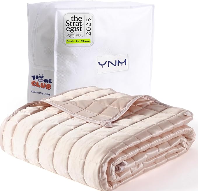 YnM Cooling Weighted Blanket for Adults, 20lbs Heavy Bed Throw Comforter with 100% PE Fabric, Ideal for Hot Sleepers or Summer Days(88x104 Inches for Queen/King Bed, 20 Pounds, Pink)