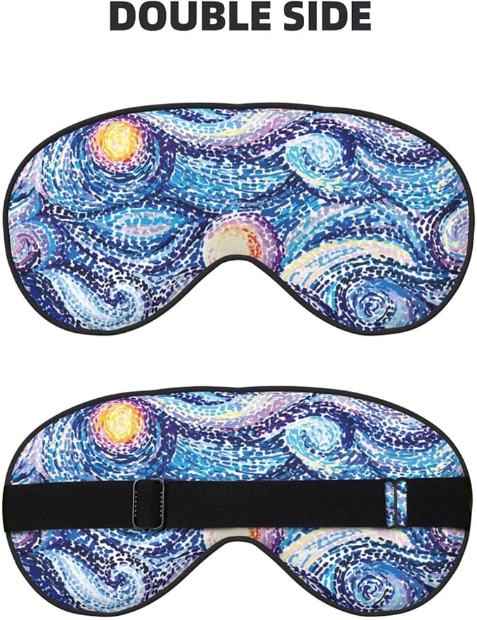 Abstract Blue Night Sky Sleep Mask Eye Mask with Adjustable Strap Eye Sleep Shade Cover Blocks Light for Women Men Airplane Travel Nap