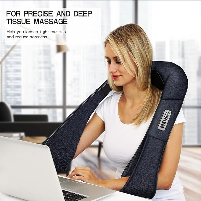Mo Cuishle Shiatsu Back Shoulder and Neck Massager with Heat, Electric Deep Tissue 4D Kneading Massage, Best Gifts for Women Men Mom Dad, Fathers Day, Mothers Day, Christmas Gifts