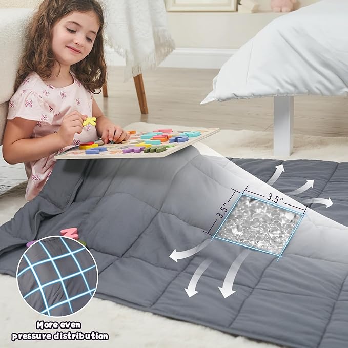 Weighted Blanket Kids 3lbs, 36"x48", Cooling Heavy Throw Blanket for 20-40lbs, Microfiber Soft Thick Big Blankets Weighted Comforter Breathable Gift for Sleeping, Grey