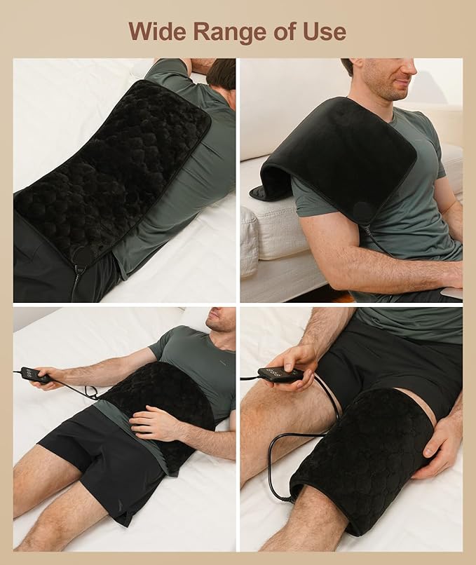 UTK 1Min Fast Heating Pad, 3X Deeper Pain Relief Far Infrared Heating Pad for Back & Cramps, 8 Heat Setting, 4H Auto Off, FSA-HSA Eligible, Adjustable Strap, Machine Washable,Valentine Gifts 12" x 24"