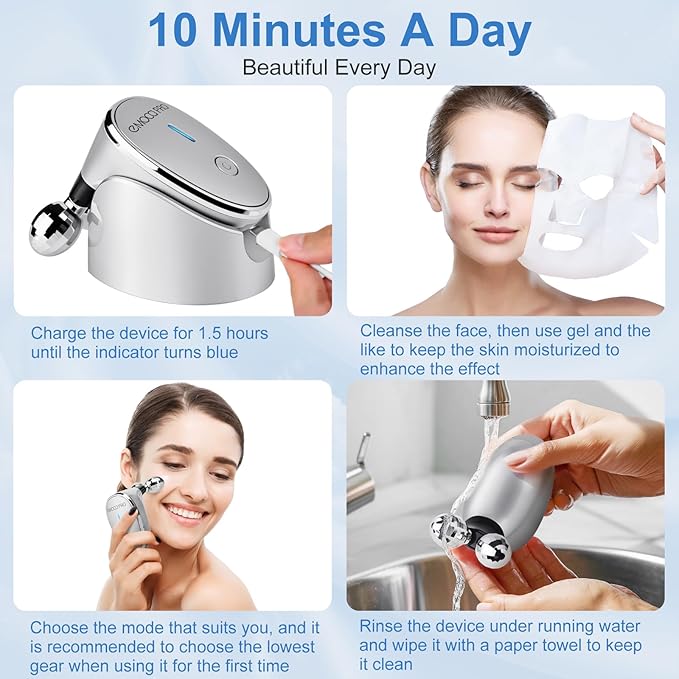 Facial Massager Device Electric Face Gua Sha Vibration Tools Facial Rollers for Women Luminesce Glow For Face Neck Roller for Face lifting For Skin Care