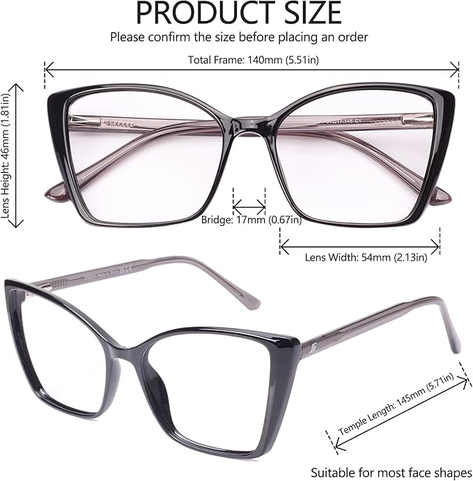 2 Pack Blue Light Blocking Glasses for Women, Oversized Trendy Cat Eye Computer Gaming Glasses Anti Glare & UV Glare RF6204 (Black + Basil Green Cateye Frame)