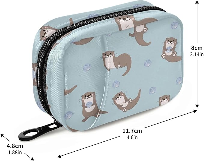 Pill Box Sea Otters 7 Day Pill Case Travel Pill Organizer Bag with Zipper Portable Weekly Vitamin Medicine Supplement Holder Pouch Bag