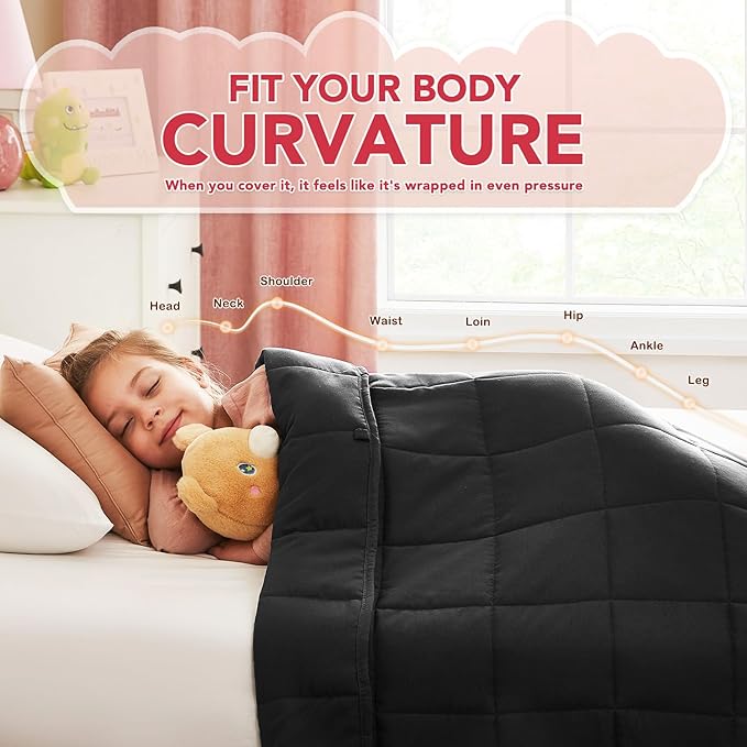 CuteKing Weighted Blanket (7lbs, 40"x 60", Grey) Heavy Blanket for 60-80lbs, Breathable Microfiber Material with Glass Beads All-Season Summer Fall Winter Soft Thick