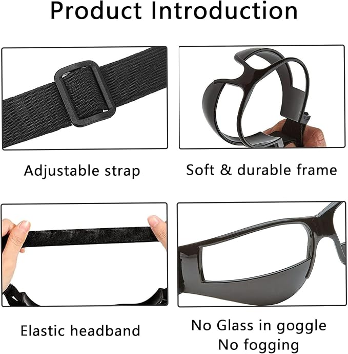 2 Pack Basketball Goggles Dribbling Training Aid, Team Professional Sports Training Equipment Dribbling Glasses Specs for Youth Teenagers Men Women (No Lens in Goggles)