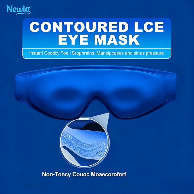 Upgraded Cooling Gel Eye Mask: Full-Eye Contour for Puffy Eyes: Fast Chill Cold Therapy Compress for Dark Circles & Under Eye Bags, Soft Reusable Gel, Adjustable Strap,Eye Care (Blue)