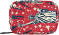 July 4th Statue of Liberty Red Travel Pill Organizer Case Box Container Weekly Portable Vitamin Medicine Holder Storage Bag with Zipper Removable