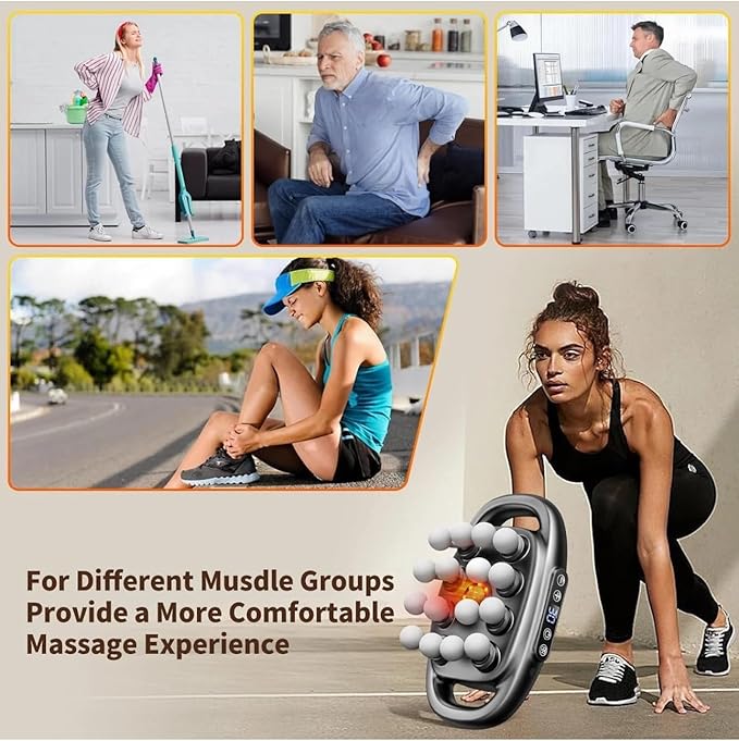 Msg - 16 Heads Deep Tissue Percussion Massager, Anti Fatigue Device, Red Light Quiet Therapy - Muscle Massage Gun for Back, Shoulders, Legs and Body Muscle Pain Relief
